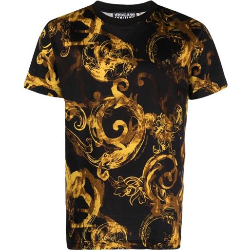 VERSACE JEANS COUTURE t-shirt con stampa logata all-over nero / s