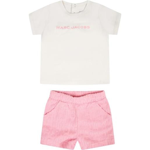 THE MARC JACOBS set logato con t-shirt e shorts rosa / 3m