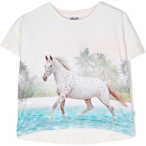 MOLO t-shirt con stampa horse on beach bianco / 2a