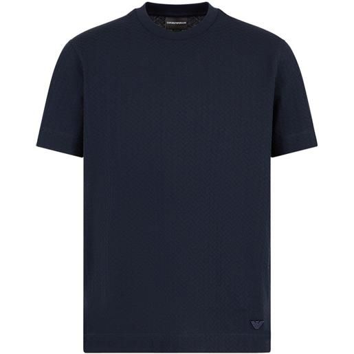 EMPORIO ARMANI t-shirt girocollo con mini aquila ricamata blu / m