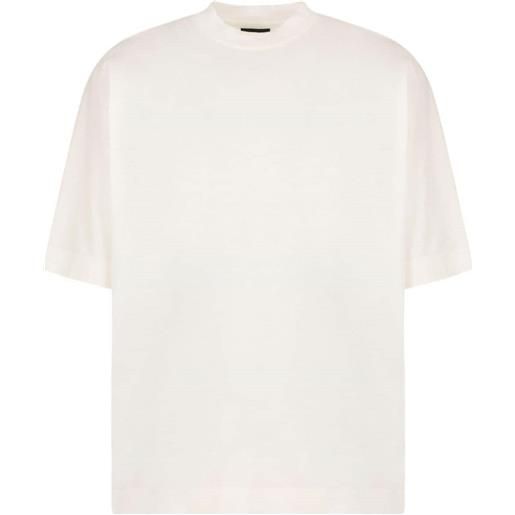 EMPORIO ARMANI t-shirt oversize con logo tono su tono bianco / s