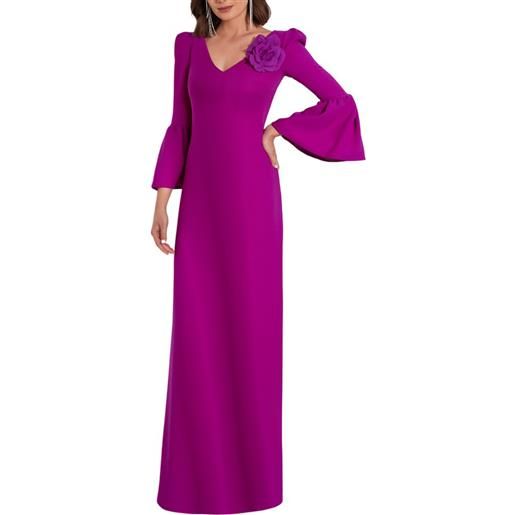 ROSA CLARA' COCKTAIL abito elegante con scollo asimmetrico viola / 48