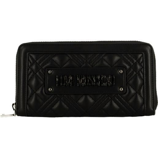 Love Moschino portafoglio da donna quilted con scritta nero opaco
