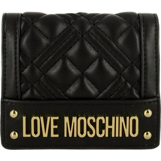 Love Moschino portafoglio piccolo con clip trapuntato nero e oro