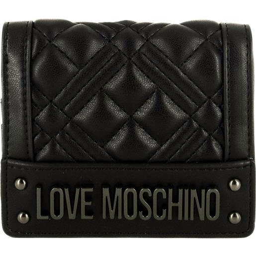Love Moschino portafoglio piccolo con clip trapuntato nero opaco e oro