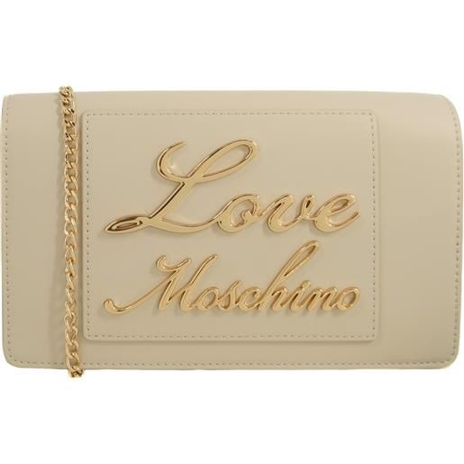 Love Moschino borsetta a tracolla con scritta in oro avorio