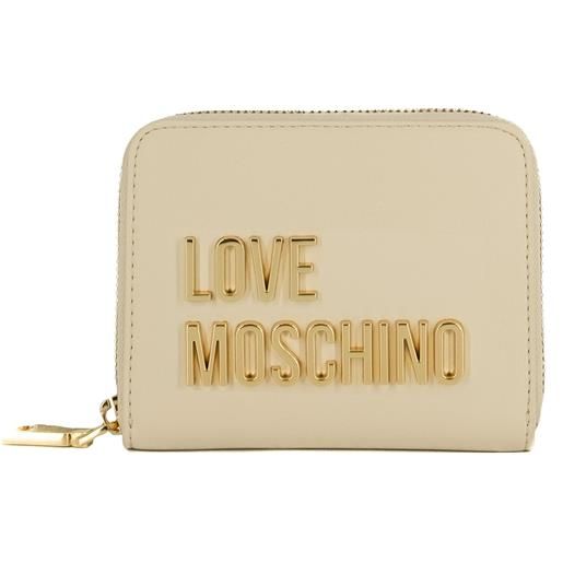 Love Moschino portafoglio con logo ziparound piccolo avorio
