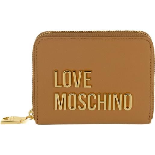 Love Moschino portafoglio con logo zip around piccolo cammello