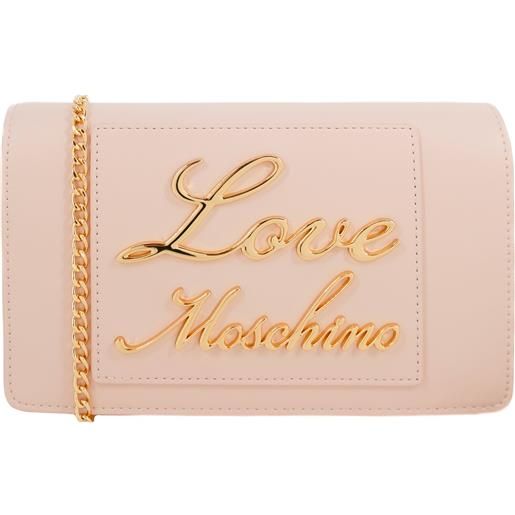 Love Moschino borsetta a tracolla con scritta in oro cipria