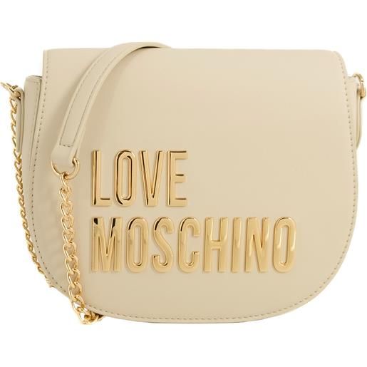 Love Moschino borsetta a tracolla con scritta in oro avorio
