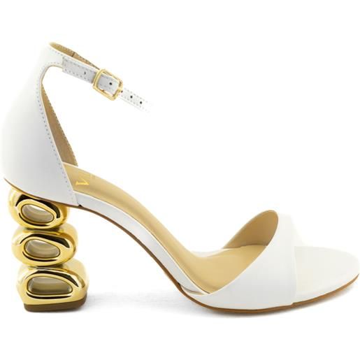 Valini Roma sandalo alto bianco con tacco lavorato oro Valini Roma 36 / bianco