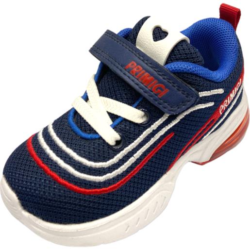 Sneakers baby bambino bounce tessuto maglia color navy e rosso - primigi