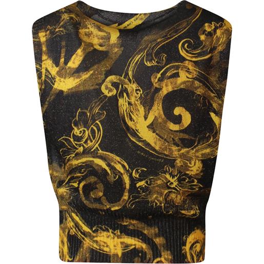 VERSACE JEANS COUTURE top in maglia nero/oro per donna