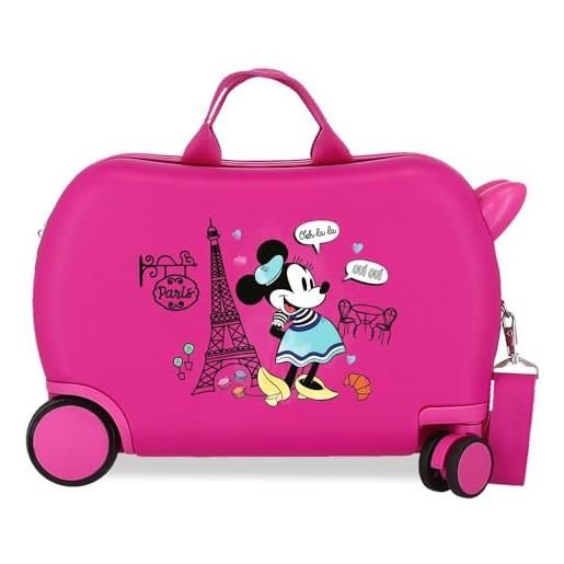Disney joumma Disney minnie around the world valigia per bambini rosa 45 x 31 x 20 cm rigida abs 24,6 l 1,8 kg 4 ruote bagagli mano, rosa, valigia per bambini