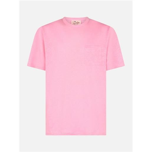 Saint Barth t-shirt girocollo manica corta in jersey di lino con taschino