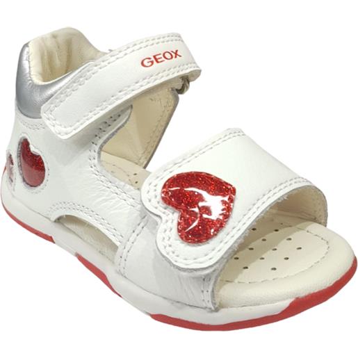 Sandalo bimba con strappo white-red con cuori glitter - geox