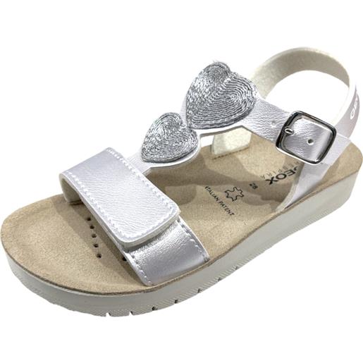 Sandalo aperto per bambina con cuori di colore argento - geox