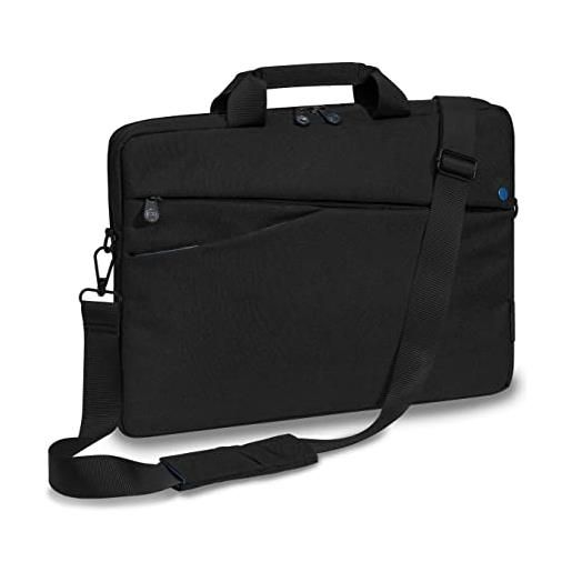 Pedea, borsa per laptop fashion fino a 15,6 (39,6 cm), borsa a tracolla con tracolla, nero/blu