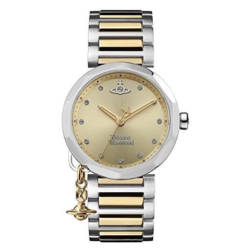 Vivienne Westwood orologio quarzo donna, misura cassa 37.00mm con quadrante oro analogico e cinturino two-tone gold vv246cpsg