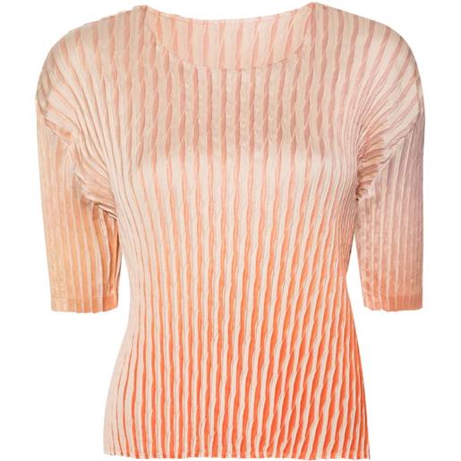 Issey Miyake t-shirt suffused pleats plissé - arancione