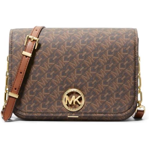 Michael Michael Kors borsa a tracolla delancey con placca logo - marrone