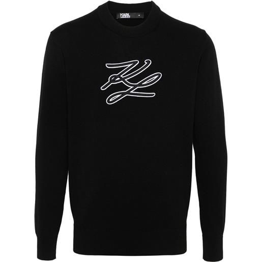 Karl Lagerfeld maglione con ricamo - nero