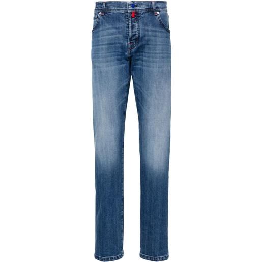 Kiton jeans slim a vita media - blu