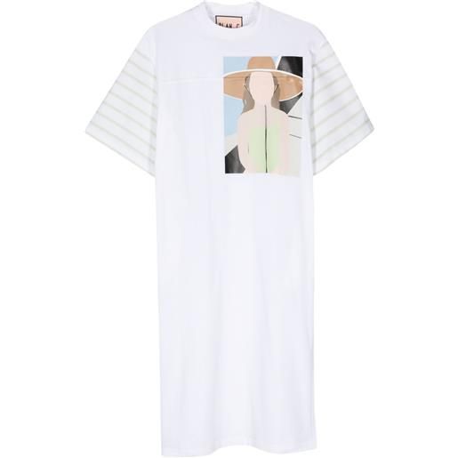 Plan C abito modello t-shirt con stampa grafica - bianco
