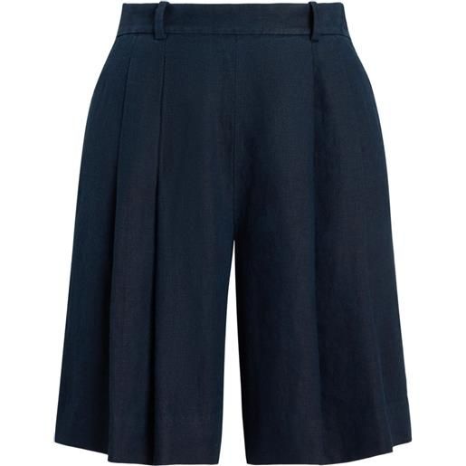 Polo Ralph Lauren shorts a vita alta con pieghe - blu