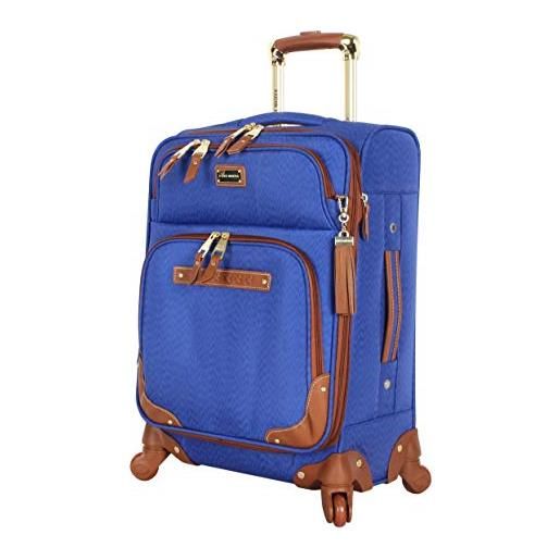 Steve Madden designer luggage collection - valigia espandibile, leggera, morbida, per uomini e donne, resistente, 50,8 cm, con 4 ruote girevoli, blu globale, 50,8 cm