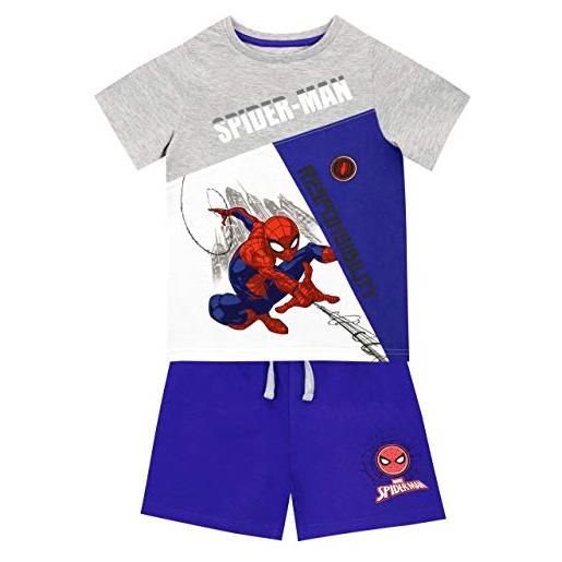 Marvel maglietta e pantaloncini per ragazzi spiderman multicolore 5-6 anni
