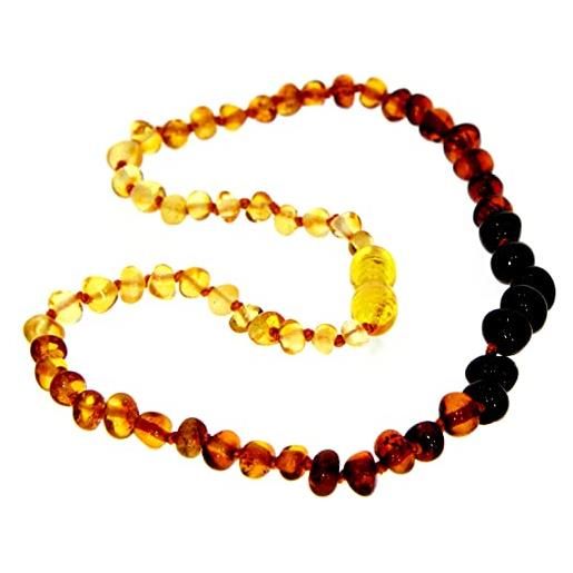 SilverAmber Jewellery - collana in ambra baltica - ombe - lucida - perle di ambra genuina al 100% - massima qualità - dimensione: 33 cm - nbaromb33