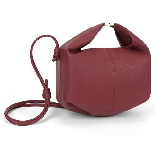 HICARRY piccola borsa da donna con manico, borsa a tracolla con nodo, borsa a tracolla da donna, in pelle pu, con tracolla rimovibile, colore: rosso
