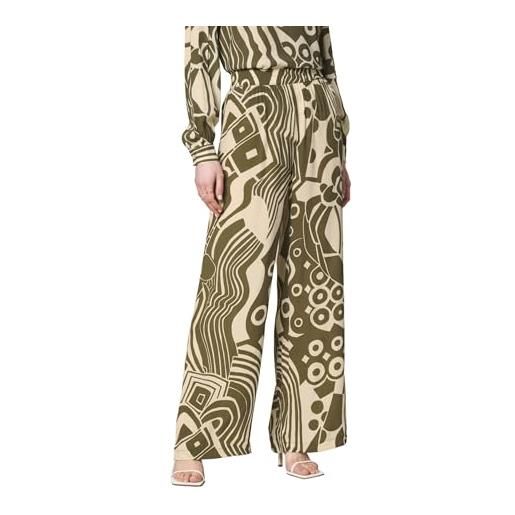 Goldenpoint donna leggings wide leg fantasia abstract, colore bianco e verde, taglia s
