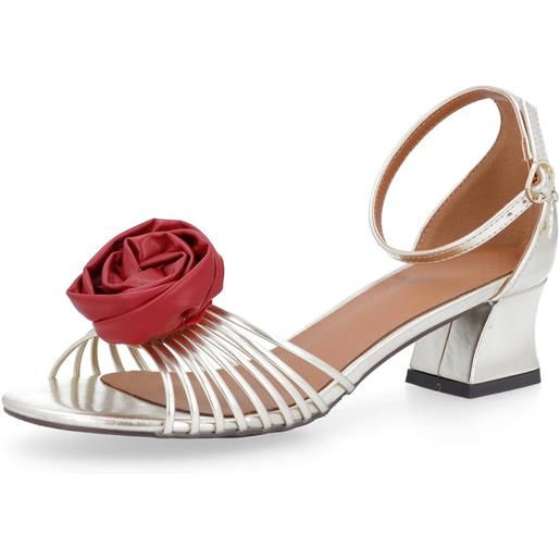 Sara Lopez sandali con applicazione a rosa e tacco 4,5 cm