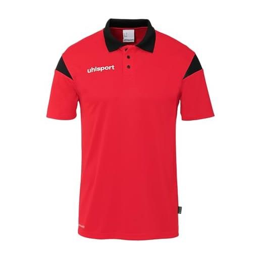 uhlsport squad 27 - polo da uomo, donna e bambino, maglietta con colletto polo, rosso/nero, 14 anni