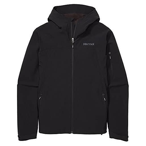 Marmot uomo alsek hoody, giacca softshell idrorepellente con cappuccio, giacca funzionale traspirante, giacca outdoor antivento, black, m