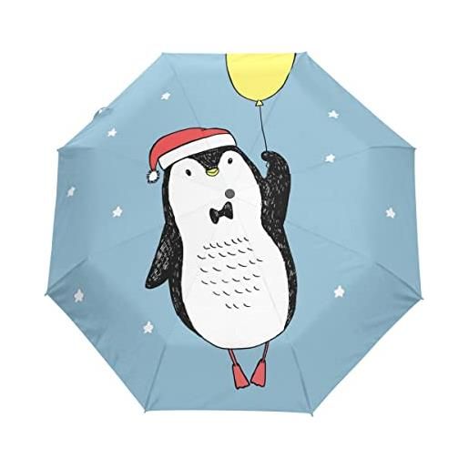 BEUSS cartone animato palloncino stella pinguino ombrello pieghevole automatico antivento con auto apri chiudi portatile ombrelli per viaggi spiaggia donne bambini ragazzi ragazze