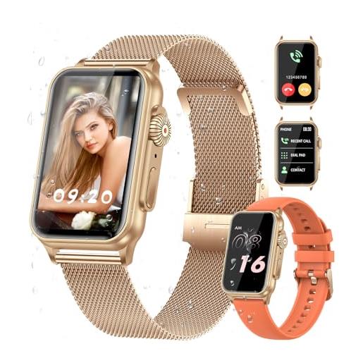 DXHBC smartwatch donna DXHBC con bluetooth per chiamare, orologio fitness per uomo e donna, monitoraggio spo2/sonno, frequenza cardiaca 24h, 130+ sport, impermeabile ip68(arancione)