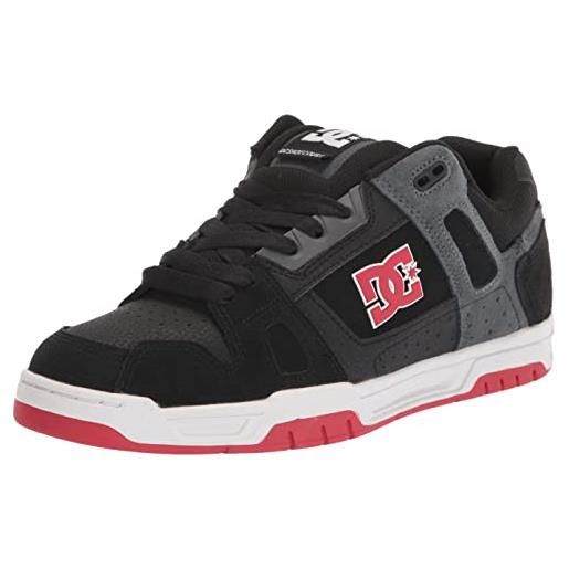 DC Shoes dc stag-scarpe da skate da uomo, skateboard, nero, rosso, grigio, 38.5 eu
