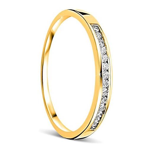 Orovi memoire, fede nuziale in oro bianco, 18 carati (750), brillanti da 0,10 carati, anello di fidanzamento, anello di diamanti e oro giallo, 50 (15.9), cod. Or73364r50