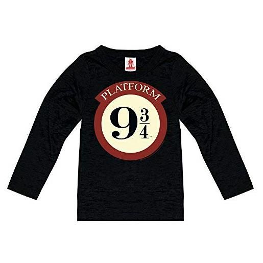 Logoshirt®️ harry potter - hogwarts express - binario 9 3/4 i maglietta - t-shirt stampate - manica lunga per bambini i nero i design originale su licenza, taglia 164
