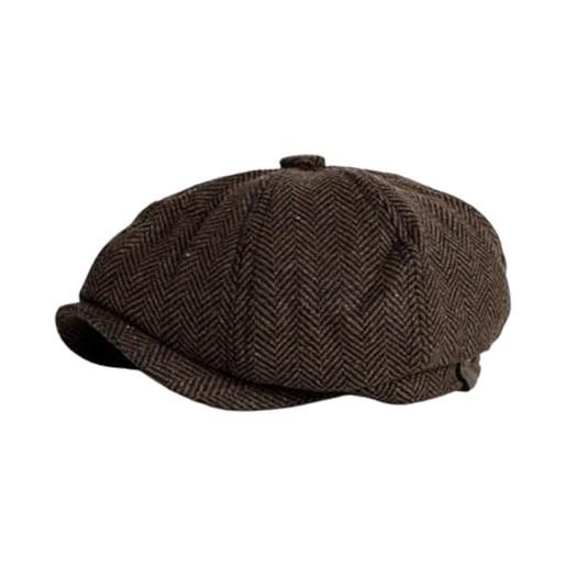 Jelaqmot beret caps octagonal newsboy cap, newsboy cap for boys (m, brown)