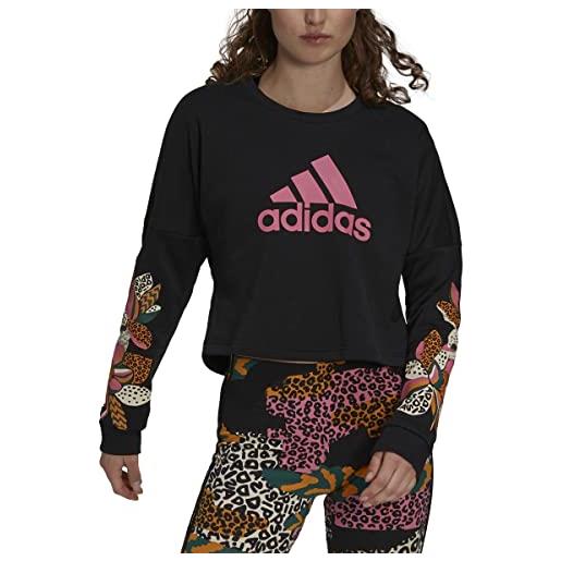 Adidas w farm g swt maglia lunga, black/multicolor, xs donna