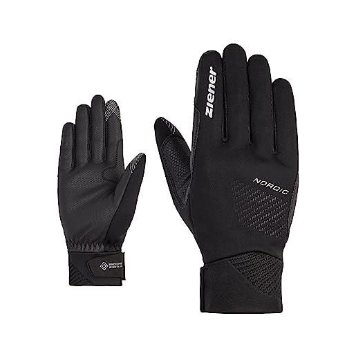 Ziener ultar guanti da sci di fondo, nordic/crosscountry, da uomo, imbottiti, antivento, funzione touch, colore nero, 8,5