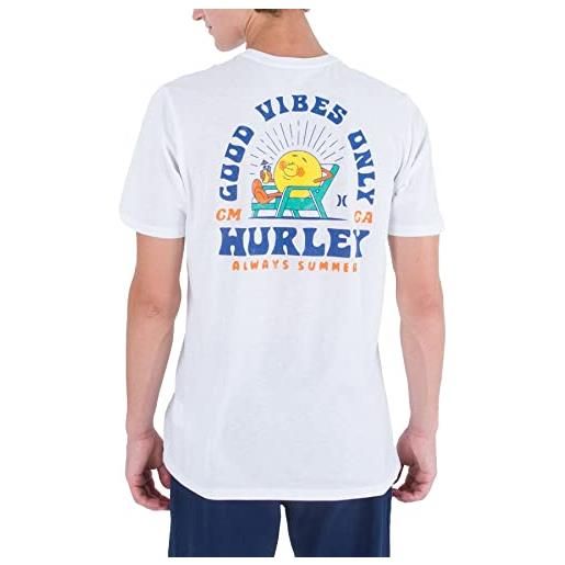 Hurley evd vacation ss t-shirt, bianco, s uomo