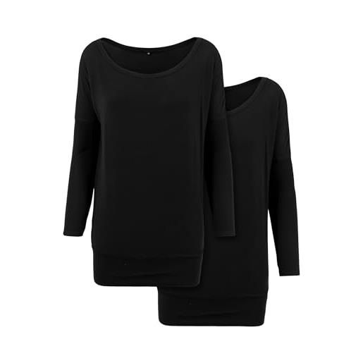 Build Your Brand by041bda-maglia a maniche lunghe da donna, in viscosa, confezione da 2 t-shirt, nero, xl
