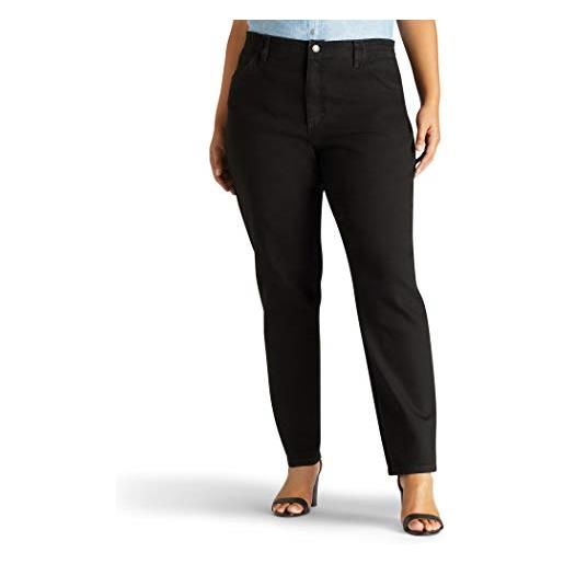 Lee jeans da donna con gamba affusolata elastica laterale taglie forti, elasticizzato nero. , 58 più