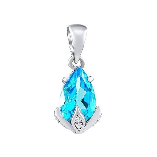 SILVEGO ciondolo silver clarissa pendant with swiss blue topaz and brilliance zirconia jjj1267pts ssl3891 marca, estándar, metallo, nessuna pietra preziosa