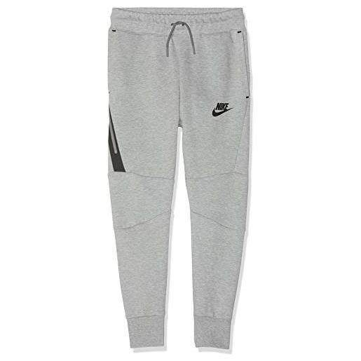 Nike sportswear tech fleece, pantaloni bambino, grigio (dark grey heather/black/black 064), small